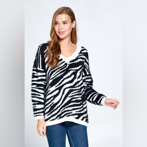Vanilla Bay Zebra Print Sweater